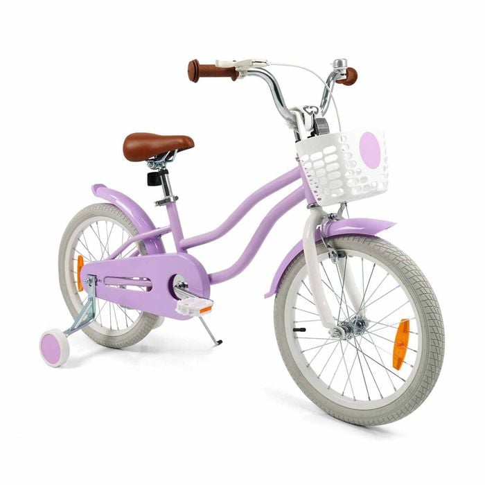 Costway 46cm Balance Bike Kid Ride On Bicycle W/training Wheels Purple