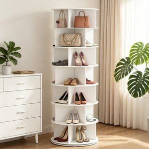 Ufurniture Rotating Shoe Rack Tower 360 Degrees Spinning Shoe Rack Tower 7-Tiers Revolving Shoe Storage Organizer