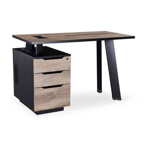 Modern Furniture ARTO Single Workstation Desk with Left Cabinet 120cm Oak&Black