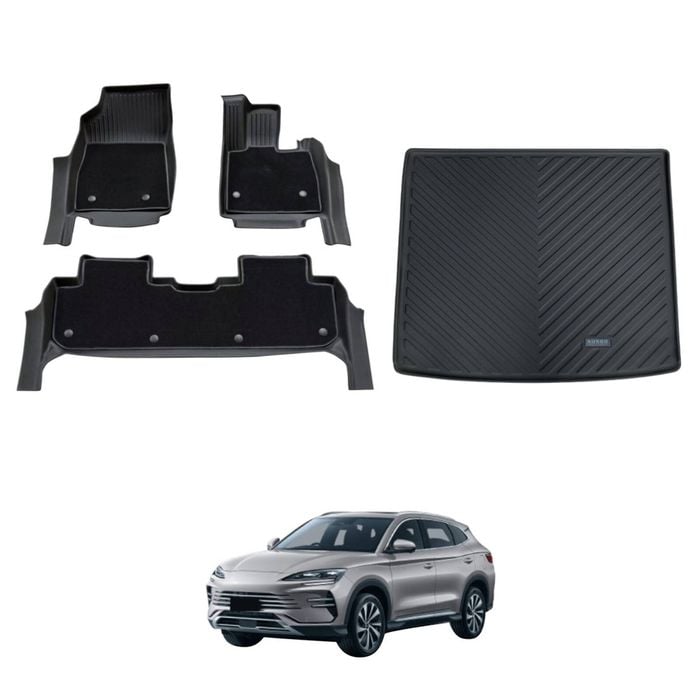 AUSGO Double-Layer Floor Mats & Boot Liner Set for BYD SEALION 6 2024-Onwards Car Floor Liners Cargo Mat