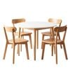 Artiss Round  Dining Table And Chairs Set 5 Pcs White & Natural