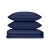 LINENOVA 1800TC Striped Comfort Quilt Cover Set - Queen,Navy