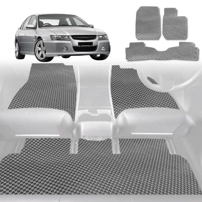6D Diamond Car Floor Mats for Holden Commodore 1997-2006-Full Set-Grey-Outback GT