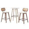 Artiss 3 Pcs Bar Table And Stools Set With Rattan Padded Stools Wooden Table