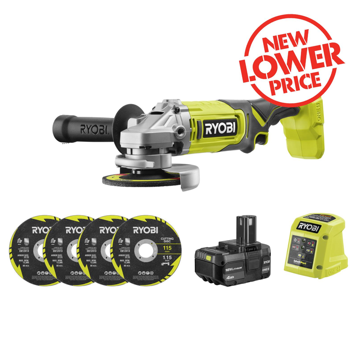 Ryobi 18V ONE+ 115mm Angle Grinder 4.0Ah Kit