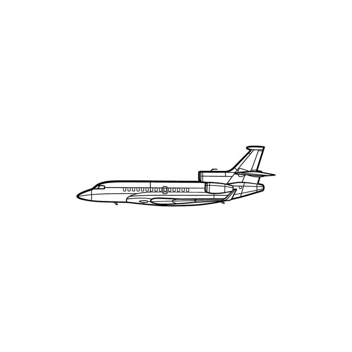 Ignite Laser Dassault Falcon 7X - Long-Range Ultra-Modern Business Jet Silhouette Metal Wall Art Rustic Metal 15.7 inch - 40 cm
