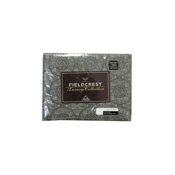 Fieldcrest 250TC Cotton Reversible Mandala Charcoal Quilt Cover Set Queen