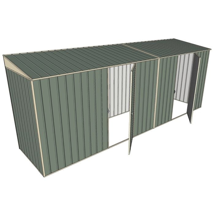 Build-A-Shed 1.2 x 5.2 x 2.0m Skillion Dual Single Hinged Side Doors Shed - Green