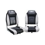 Seamanship 2X Folding Boat Seats Marine Seat Swivel High Back 12cm Padding Black