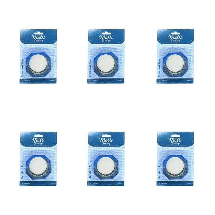 6x 300pc Malli Standard Dressmaker Pins W/ Storage Container 30x0.7mm Silver