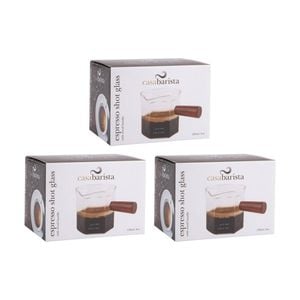 3pk Casabarista Espresso Shot Glass W/ Wooden Handle & Spout 120ml