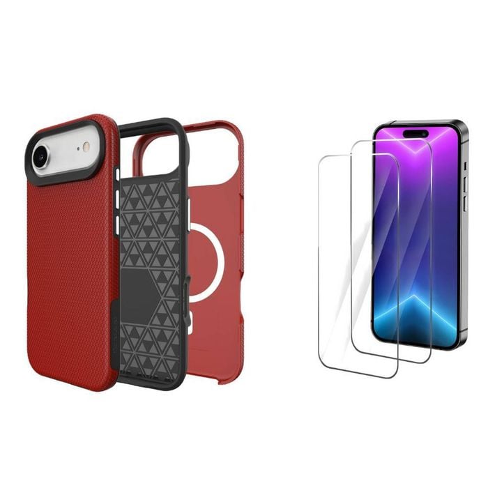 Icoverlover For Iphone Air Case Compatible With Magsafe Tough Red + 2x Screen Protectors