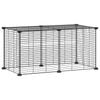 vidaXL 8-Panel Pet Cage DIY Pet Playpen Animal Enclosure Fence Black Steel