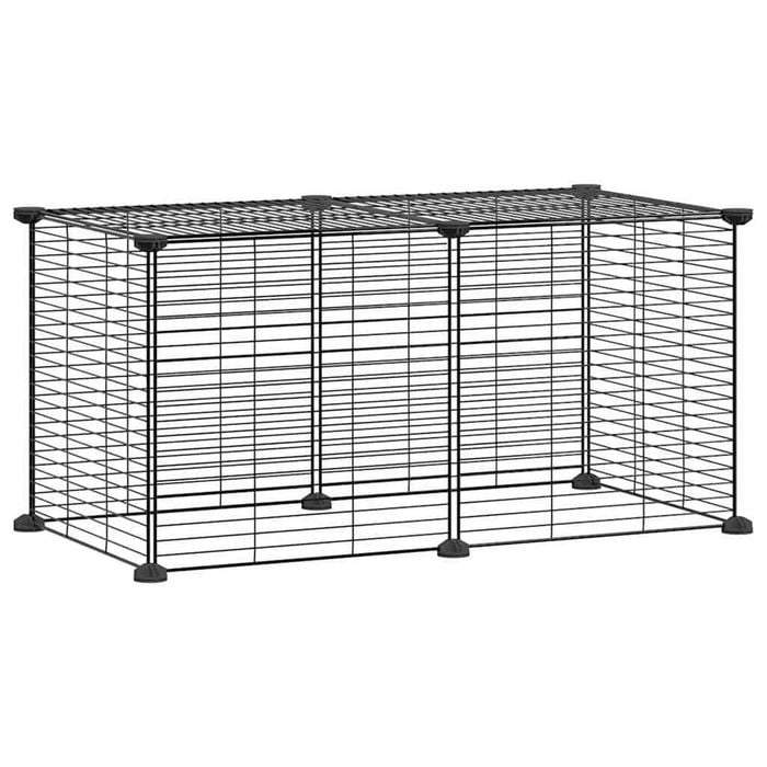 vidaXL 8-Panel Pet Cage DIY Pet Playpen Animal Enclosure Fence Black Steel