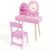 Costway Kids Vanity Set Princess Makeup Dressing Table Chair