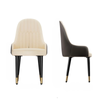 P&P Creamy White And Grey Set Of 2 Scalloped Dining Chairs With Gold-Tip Legs – Modern Upholstered Seats