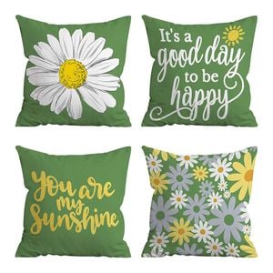 Catzon 4 Pcs Linen Throw Pillow Covers Watercolor Flower for Bed Sofa Decor 50X50cm