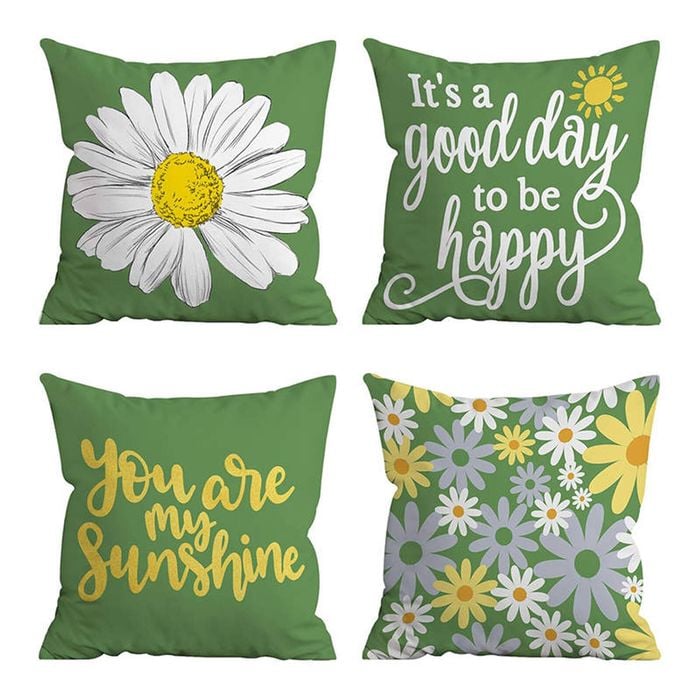 Catzon 4 Pcs Linen Throw Pillow Covers Watercolor Flower for Bed Sofa Decor 50X50cm