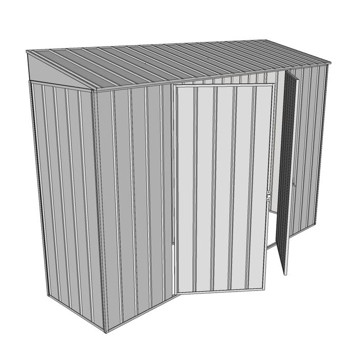 Build-a-Shed 3.0 x 0.8 x 2.0m Double Hinge Door Narrow Shed - Zinc