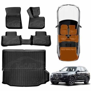 3D Floor Mats Boot Liner for BMW X3 M G01 F97 2017-2024 Heavy Duty Car Mats Cargo Carpet Cover