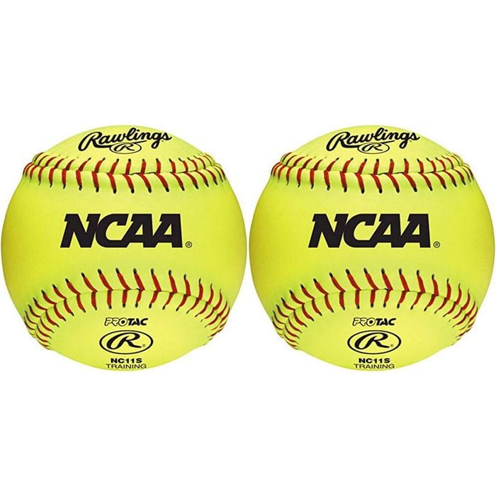2PK Rawlings 11" NCAA Soft Poly-Core Recreational Fastpitch Softball Yellow