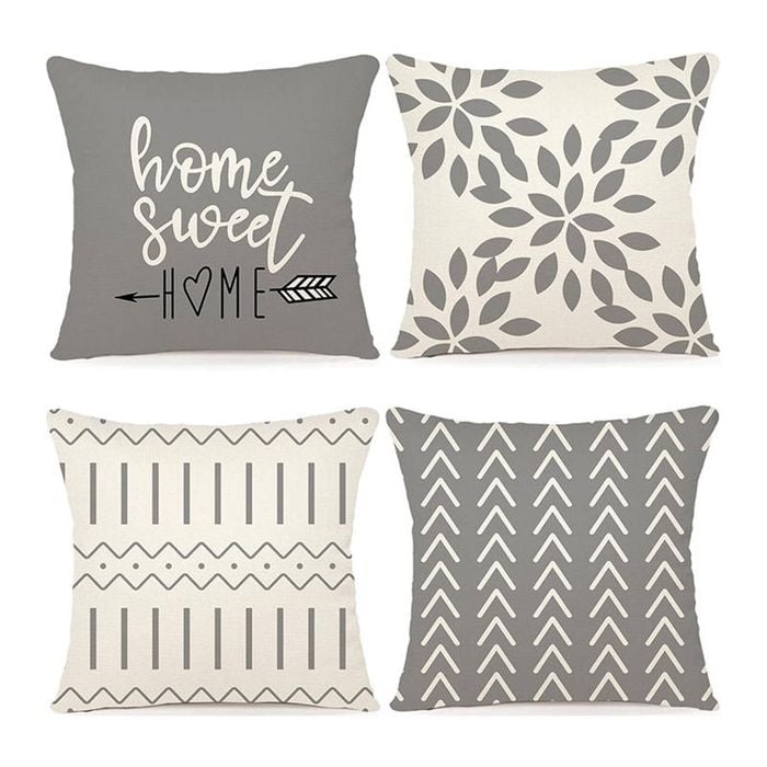 Catzon 4 Pcs Modern Throw Pillow Covers Geometric Flower Pattern for Couch