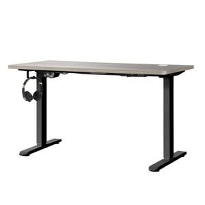Oikiture 140cm Electric Standing Desk Single Motor Grey-Oak Desktop