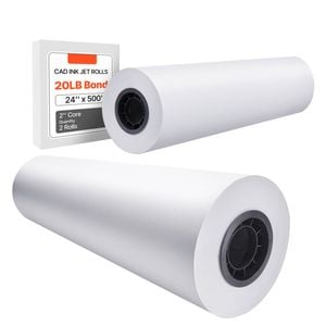 Vevor 609.6 Mm X 152.4 M Wide Format Paper White 2 Rolls Cad Bond Rolls With 76.2 Mm Core 16 Kg