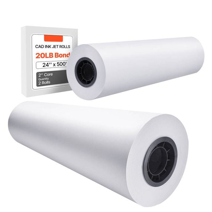 Vevor 609.6 Mm X 152.4 M Wide Format Paper White 2 Rolls Cad Bond Rolls With 76.2 Mm Core 16 Kg
