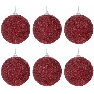 Sherwood Sugar-coat effect Christmas Baubles Burgundy Pack of 6