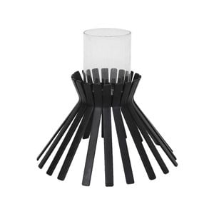 Willow & Silk Metal Slatted Black Sticks Candle Holder