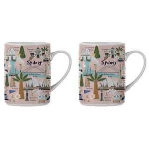 2PK Ashdene Land Down Under Sydney Bone China Drinking Mug Peach 370ml