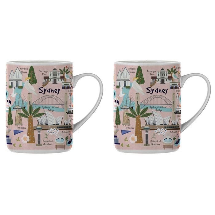 2PK Ashdene Land Down Under Sydney Bone China Drinking Mug Peach 370ml