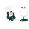 SOGA Cosmetic Jewellery Organiser Green with Antler LED Mirror