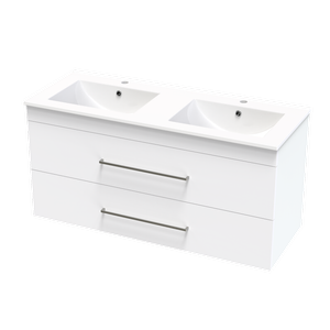 1200mm White Cashmere Double Drawer With Double Bowl Undermount Vanity
