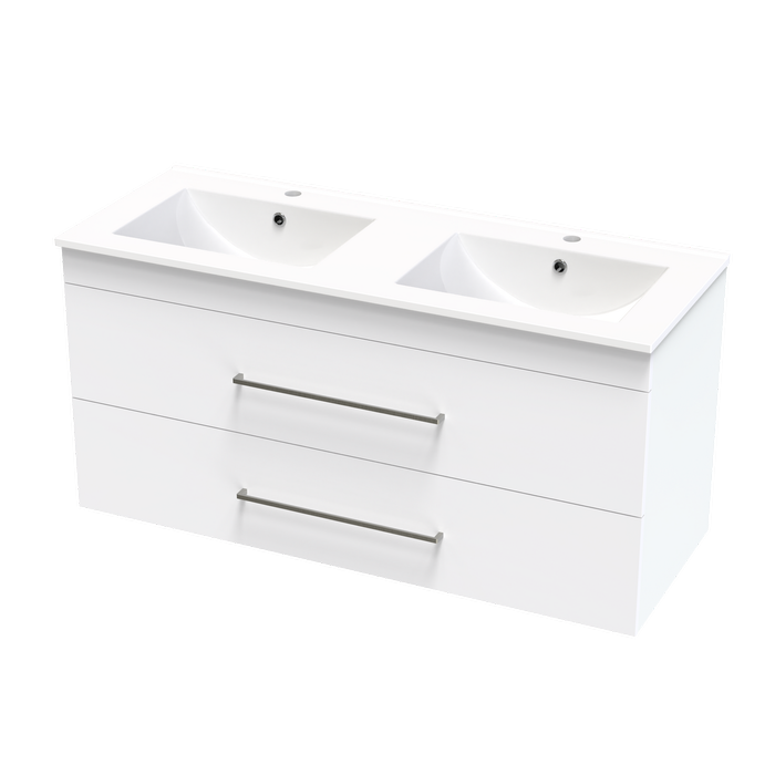 1200mm White Cashmere Double Drawer With Double Bowl Undermount Vanity