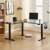 L Shaped Standing Desk Adjustable Height, Electric Corner Standing Desk, Sit & Stand Home Office Desk with Splice Board, Black