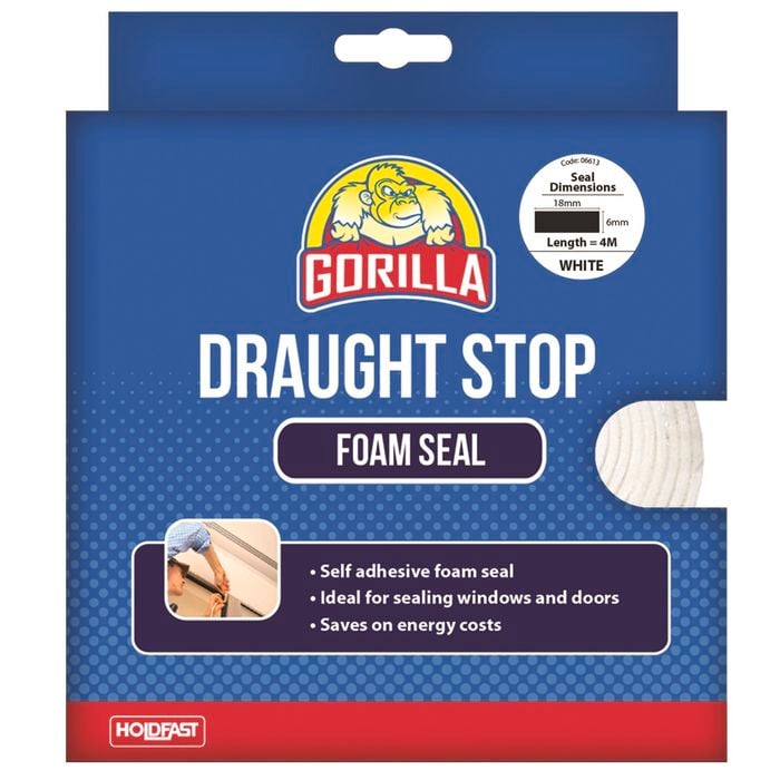 Gorilla 18mm x 6mm x 4m White Draughts Stop Foam