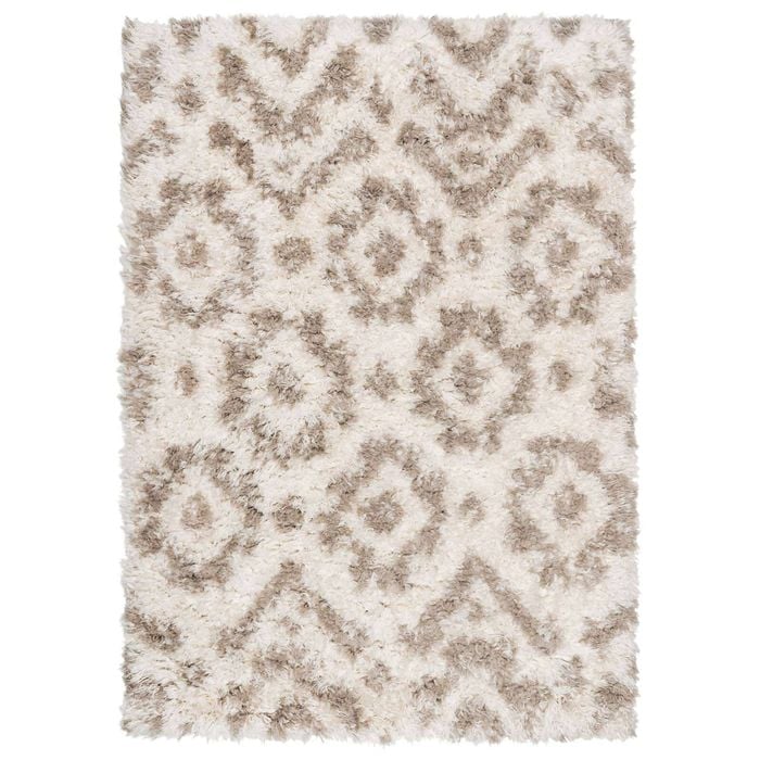Loopsie-230cm X 160cm-zinda Cream And Beige Tribal Shag Rug