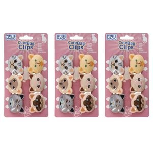 3x 6pc White Magic Cute Tidy Bag Clip Food Saver Sealer Set 4.5cm Cats
