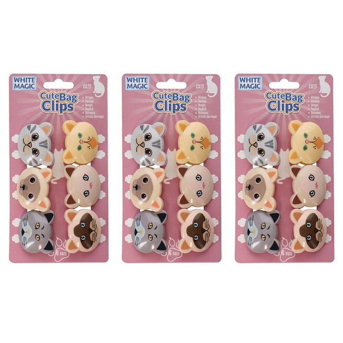 3x 6pc White Magic Cute Tidy Bag Clip Food Saver Sealer Set 4.5cm Cats