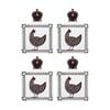 4pk Lvd Black/white Chicken Square Ceramic/cork Trivet Home Decor 20.5x15cm