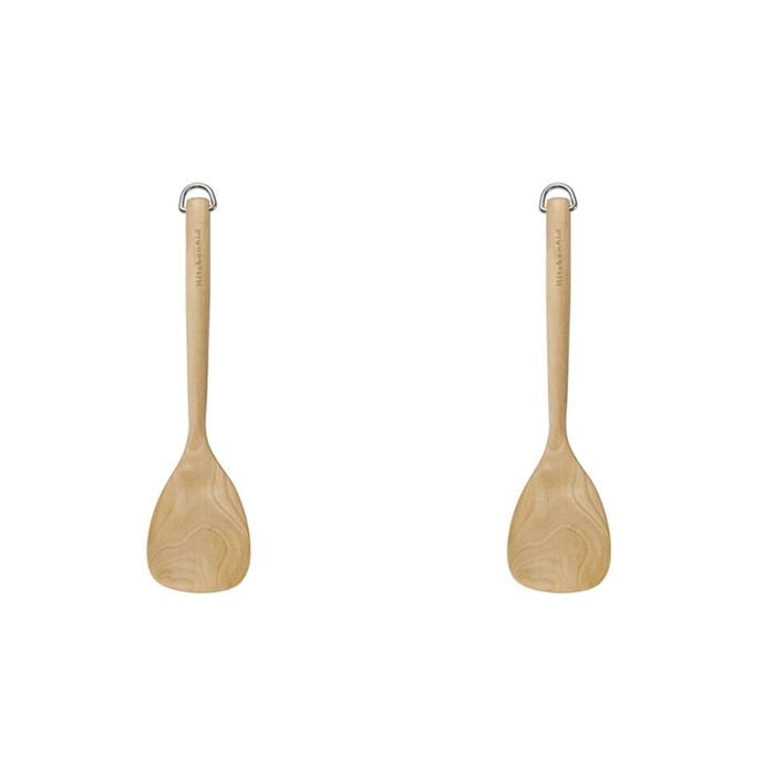 2pk Kitchenaid Birchwood Short Turner Wooden Cooking/kitchen Utensil W/hang Loop