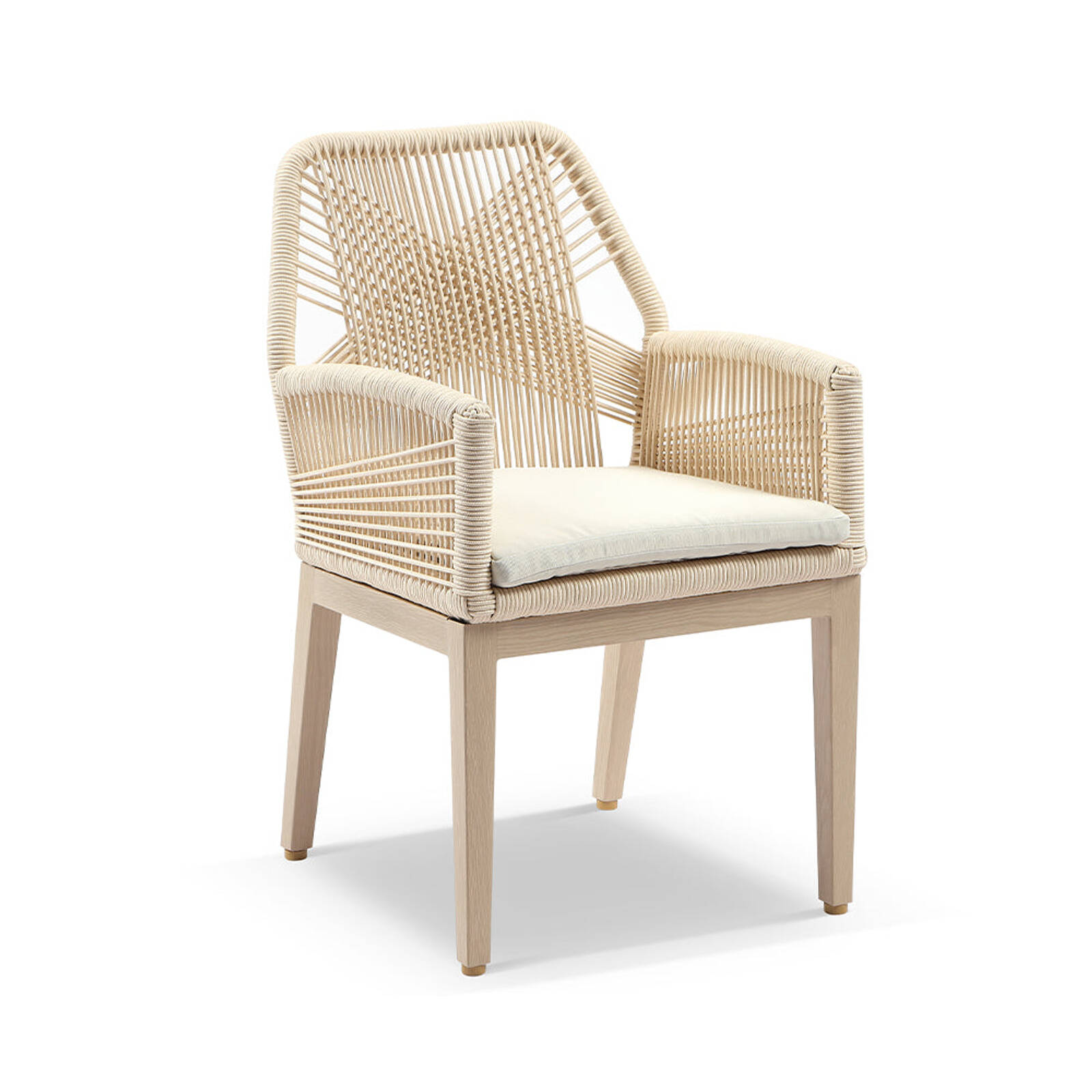 Hugo Outdoor Aluminium and Rope Dining Chair Light Oak Cream Rope Cream