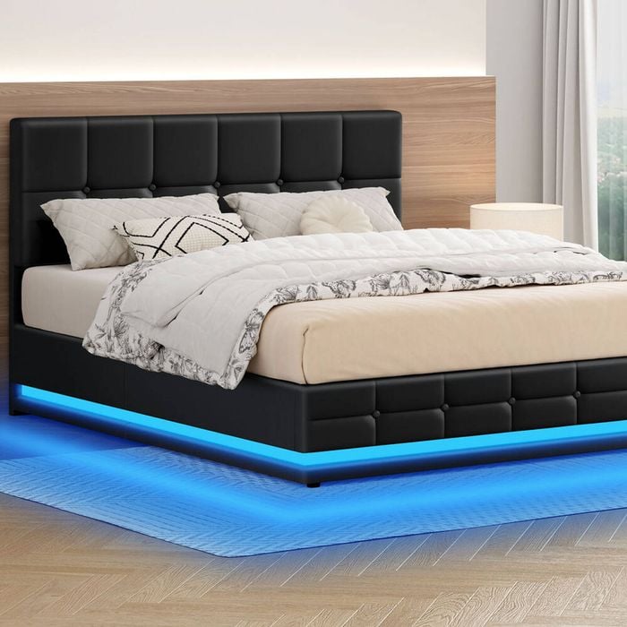 Alfordson Bed Frame Gas Lift Rgb Led Double