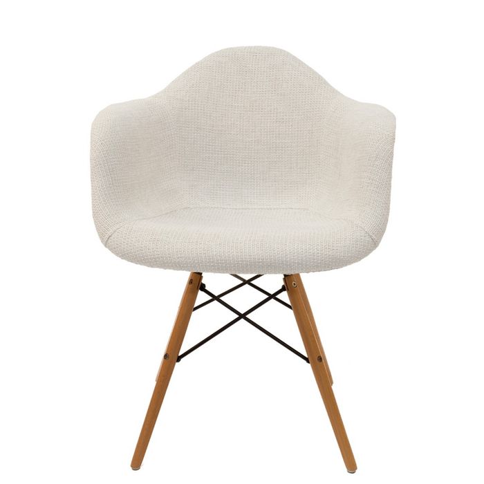 SK Designer Living | Replica Eames DAW Eiffel Chair | Fabric & Natural - Texture Ivory