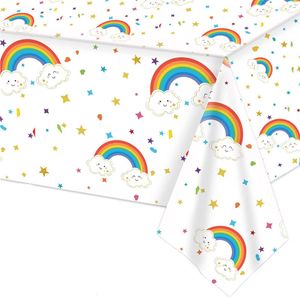 Catzon 2 Pcs Plastic Tablecloth Rainbow Theme-Clouds