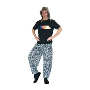 More Than Party Adult Punk Rock Pants Costume 80s Zebra Stripe