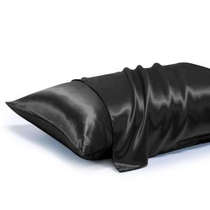 LINENOVA 100% Mulberry Silk Pillow Case 22 Momme Slip Pillowcases - Black