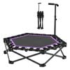 Advwin 42" Mini Trampoline 3s Quick Folding Fitness Exercise Rebounder with 3 Level Adjustable Handle, 150KG Capacity Purple